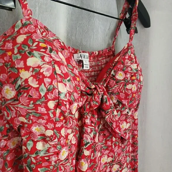 AUW Red Floral Midi Dress - Picture 3 of 14
